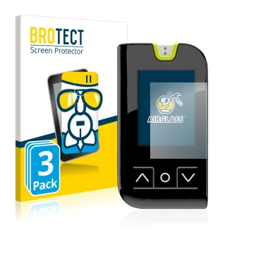 Parte frontal de un envase de producto con el logotipo de la marca BROTECT. Al lado se muestra el dispositivo Mylife Unio Neva