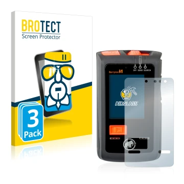 Parte frontal de un envase de producto con el logotipo de la marca BROTECT. Al lado se muestra el dispositivo Mammut Barryvox 