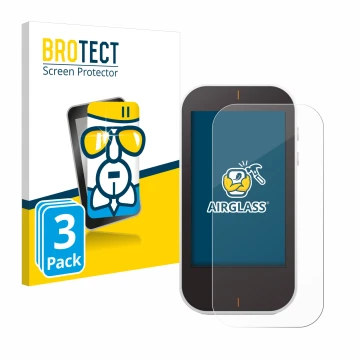 Parte frontal de un envase de producto con el logotipo de la marca BROTECT. Al lado se muestra el dispositivo Garmin Approach 