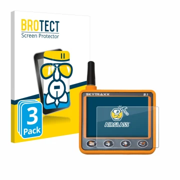 Parte frontal de un envase de producto con el logotipo de la marca BROTECT. Al lado se muestra el dispositivo Skytraxx 2.1 Var