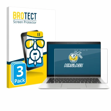Parte frontal de un envase de producto con el logotipo de la marca BROTECT. Al lado se muestra el dispositivo HP EliteBook x36