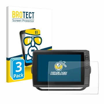 Parte frontal de un envase de producto con el logotipo de la marca BROTECT. Al lado se muestra el dispositivo Garmin ECHOMAP U