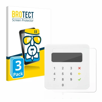 Parte frontal de un envase de producto con el logotipo de la marca BROTECT. Al lado se muestra el dispositivo SumUp Air con su