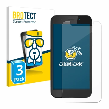 Parte frontal de un envase de producto con el logotipo de la marca BROTECT. Al lado se muestra el dispositivo Shiftphones Shif