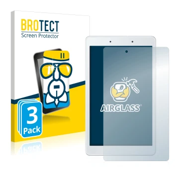 Parte frontal de un envase de producto con el logotipo de la marca BROTECT. Al lado se muestra el dispositivo Samsung Galaxy T
