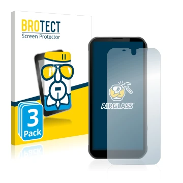 Parte frontal de un envase de producto con el logotipo de la marca BROTECT. Al lado se muestra el dispositivo Gigaset GX290 co