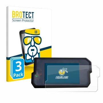 Parte frontal de un envase de producto con el logotipo de la marca BROTECT. Al lado se muestra el dispositivo KTM 125 / 390 Du