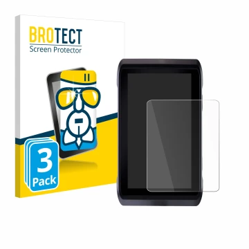 Parte frontal de un envase de producto con el logotipo de la marca BROTECT. Al lado se muestra el dispositivo Atomos Shogun 7 