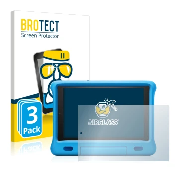 Parte frontal de un envase de producto con el logotipo de la marca BROTECT. Al lado se muestra el dispositivo Amazon Fire HD 1