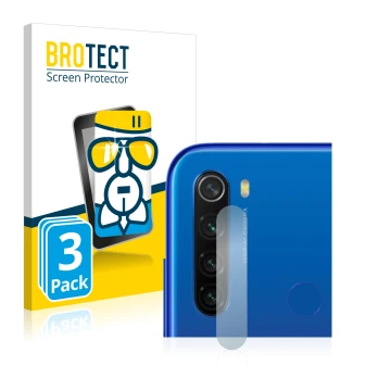 Parte frontal de un envase de producto con el logotipo de la marca BROTECT. Al lado se muestra el dispositivo Xiaomi Redmi Not