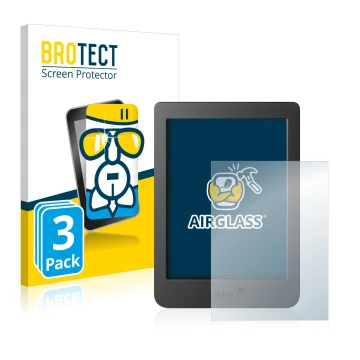 Parte frontal de un envase de producto con el logotipo de la marca BROTECT. Al lado se muestra el dispositivo Tolino Page 2 co