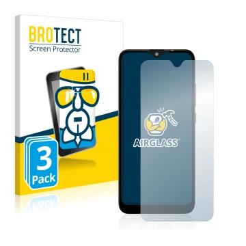 Parte frontal de un envase de producto con el logotipo de la marca BROTECT. Al lado se muestra el dispositivo Gigaset GS110 co