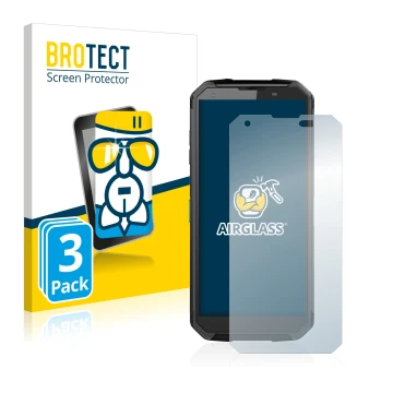 Parte frontal de un envase de producto con el logotipo de la marca BROTECT. Al lado se muestra el dispositivo Blackview BV9500