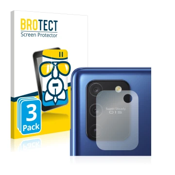 Parte frontal de un envase de producto con el logotipo de la marca BROTECT. Al lado se muestra el dispositivo Samsung Galaxy S