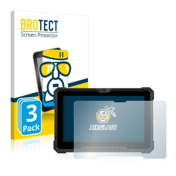Parte frontal de un envase de producto con el logotipo de la marca BROTECT. Al lado se muestra el dispositivo Dell Latitude 72