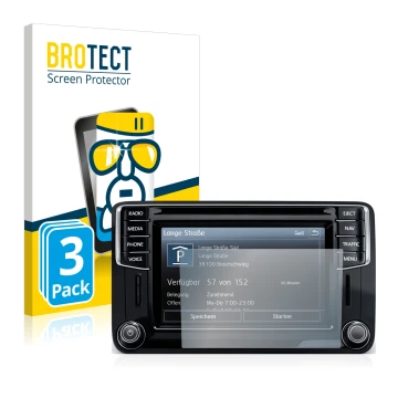 Parte frontal de un envase de producto con el logotipo de la marca BROTECT. Al lado se muestra el dispositivo Volkswagen Caddy