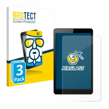 Parte frontal de un envase de producto con el logotipo de la marca BROTECT. Al lado se muestra el dispositivo Huawei MediaPad 