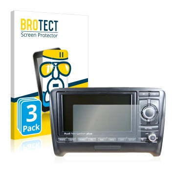 Parte frontal de un envase de producto con el logotipo de la marca BROTECT. Al lado se muestra el dispositivo Audi A3 8P 2004-