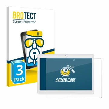 Parte frontal de un envase de producto con el logotipo de la marca BROTECT. Al lado se muestra el dispositivo Alldocube M5X Pr