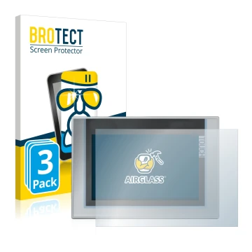 Parte frontal de un envase de producto con el logotipo de la marca BROTECT. Al lado se muestra el dispositivo Siemens Simatic 