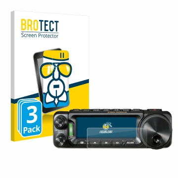 Parte frontal de un envase de producto con el logotipo de la marca BROTECT. Al lado se muestra el dispositivo Yaesu FT-891 con