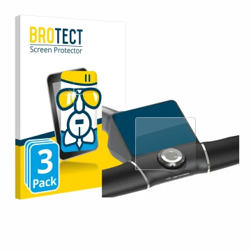 Parte frontal de un envase de producto con el logotipo de la marca BROTECT. Al lado se muestra el dispositivo Motocaddy M5 GPS