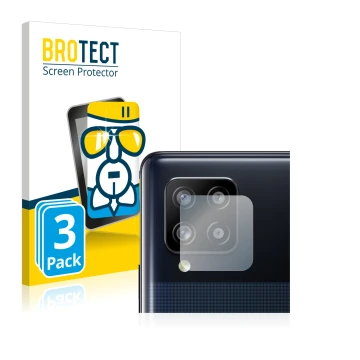 Parte frontal de un envase de producto con el logotipo de la marca BROTECT. Al lado se muestra el dispositivo Samsung Galaxy A