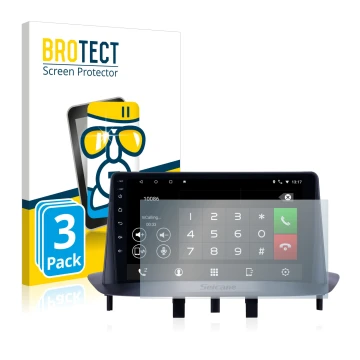 Parte frontal de un envase de producto con el logotipo de la marca BROTECT. Al lado se muestra el dispositivo Pioneer AVH-Z520