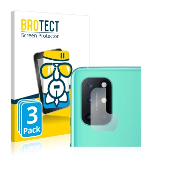 Parte frontal de un envase de producto con el logotipo de la marca BROTECT. Al lado se muestra el dispositivo OnePlus 8T (SÓLO