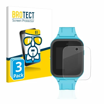 Parte frontal de un envase de producto con el logotipo de la marca BROTECT. Al lado se muestra el dispositivo TCL Movetime Fam