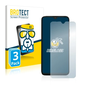 Parte frontal de un envase de producto con el logotipo de la marca BROTECT. Al lado se muestra el dispositivo Gigaset GS4 con 