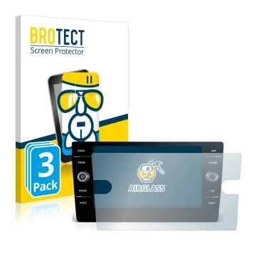 Parte frontal de un envase de producto con el logotipo de la marca BROTECT. Al lado se muestra el dispositivo Volkswagen Tigua