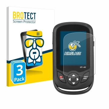 Parte frontal de un envase de producto con el logotipo de la marca BROTECT. Al lado se muestra el dispositivo Hti HT A2 con su