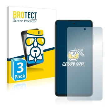 Parte frontal de un envase de producto con el logotipo de la marca BROTECT. Al lado se muestra el dispositivo Samsung Galaxy A