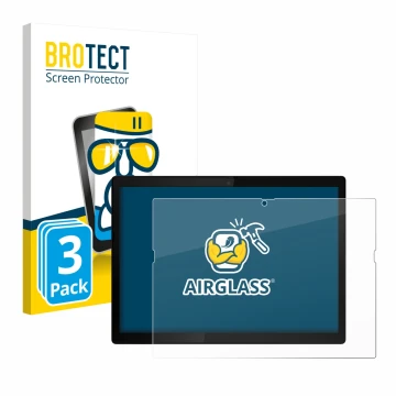 Parte frontal de un envase de producto con el logotipo de la marca BROTECT. Al lado se muestra el dispositivo Lenovo ThinkPad 