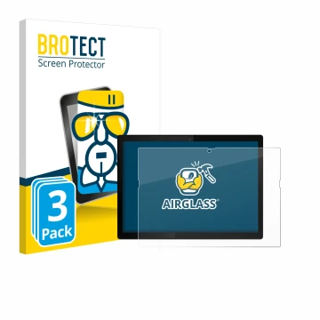 Parte frontal de un envase de producto con el logotipo de la marca BROTECT. Al lado se muestra el dispositivo Lenovo ThinkPad 