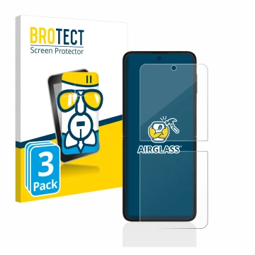 Parte frontal de un envase de producto con el logotipo de la marca BROTECT. Al lado se muestra el dispositivo Samsung Galaxy Z