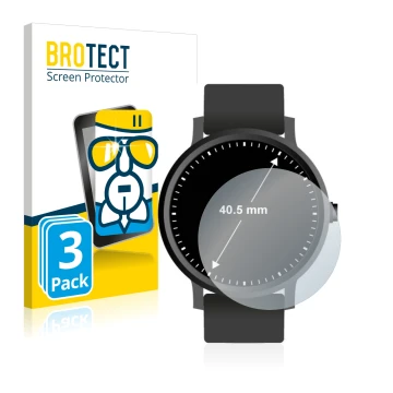 Parte frontal de un envase de producto con el logotipo de la marca BROTECT. Al lado se muestra el dispositivo Relojes (Circula