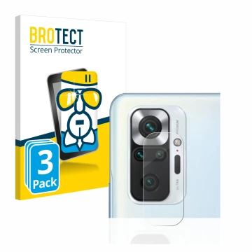 Parte frontal de un envase de producto con el logotipo de la marca BROTECT. Al lado se muestra el dispositivo Xiaomi Redmi Not