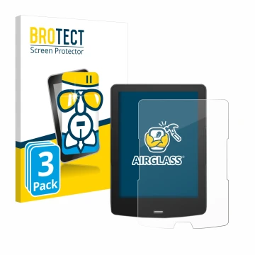 Parte frontal de un envase de producto con el logotipo de la marca BROTECT. Al lado se muestra el dispositivo inkBOOK Calypso 