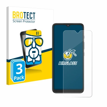 Parte frontal de un envase de producto con el logotipo de la marca BROTECT. Al lado se muestra el dispositivo Motorola Moto G5