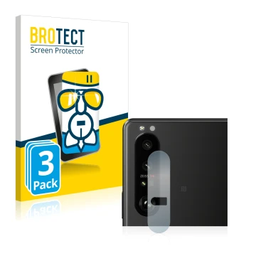 Parte frontal de un envase de producto con el logotipo de la marca BROTECT. Al lado se muestra el dispositivo Sony Xperia 1 II