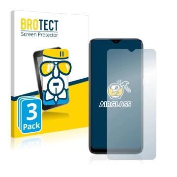 Parte frontal de un envase de producto con el logotipo de la marca BROTECT. Al lado se muestra el dispositivo realme C11 2021 