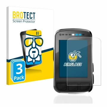 Parte frontal de un envase de producto con el logotipo de la marca BROTECT. Al lado se muestra el dispositivo Wahoo Elemnt Bol