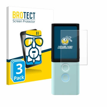 Parte frontal de un envase de producto con el logotipo de la marca BROTECT. Al lado se muestra el dispositivo Vasco Translator