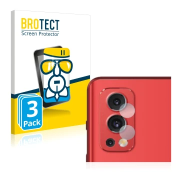 Parte frontal de un envase de producto con el logotipo de la marca BROTECT. Al lado se muestra el dispositivo OnePlus Nord 2 5