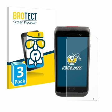 Parte frontal de un envase de producto con el logotipo de la marca BROTECT. Al lado se muestra el dispositivo Honeywell CT40 X