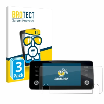 Parte frontal de un envase de producto con el logotipo de la marca BROTECT. Al lado se muestra el dispositivo Skoda Bolero 202