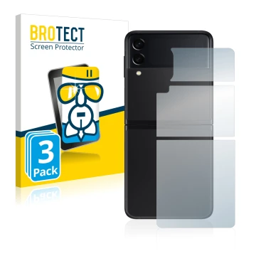 Parte frontal de un envase de producto con el logotipo de la marca BROTECT. Al lado se muestra el dispositivo Samsung Galaxy Z
