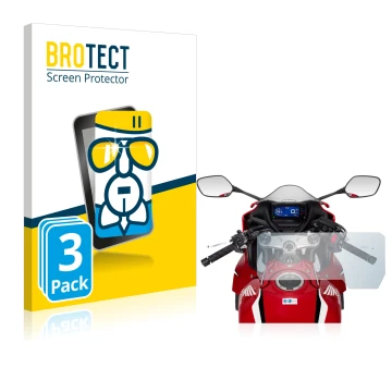Parte frontal de un envase de producto con el logotipo de la marca BROTECT. Al lado se muestra el dispositivo Honda CBR650R 20